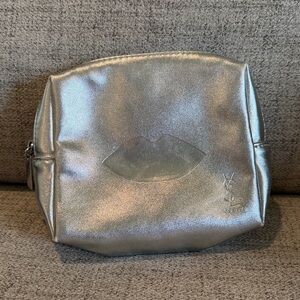 Silver YvesSaintLaurent YSL Beaute’ Makeup Bag/Pouch used